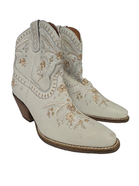 dingo Shoes - Dingo Women's Primrose Snip Toe Western Ankle Boots DI748 White-Floral Size 11M